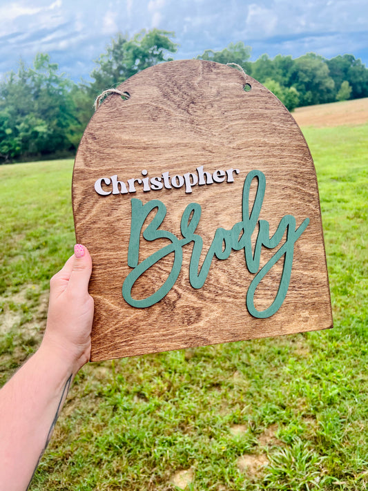 Custom Name Arched Hanger Wood Signs