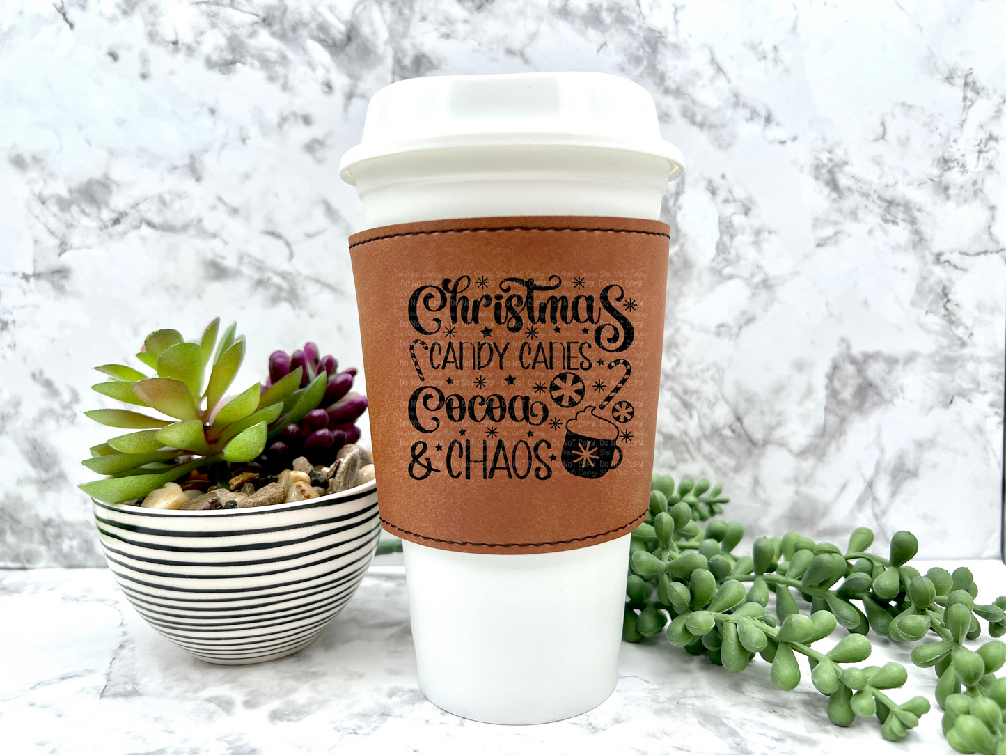 Christmas Candy Canes Hot Cocoa Coffee Sleeve