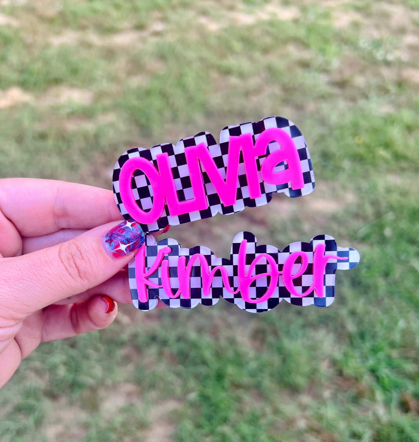 Checkered Name Clips