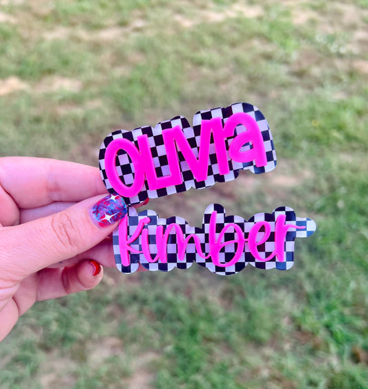 Checkered Name Clips