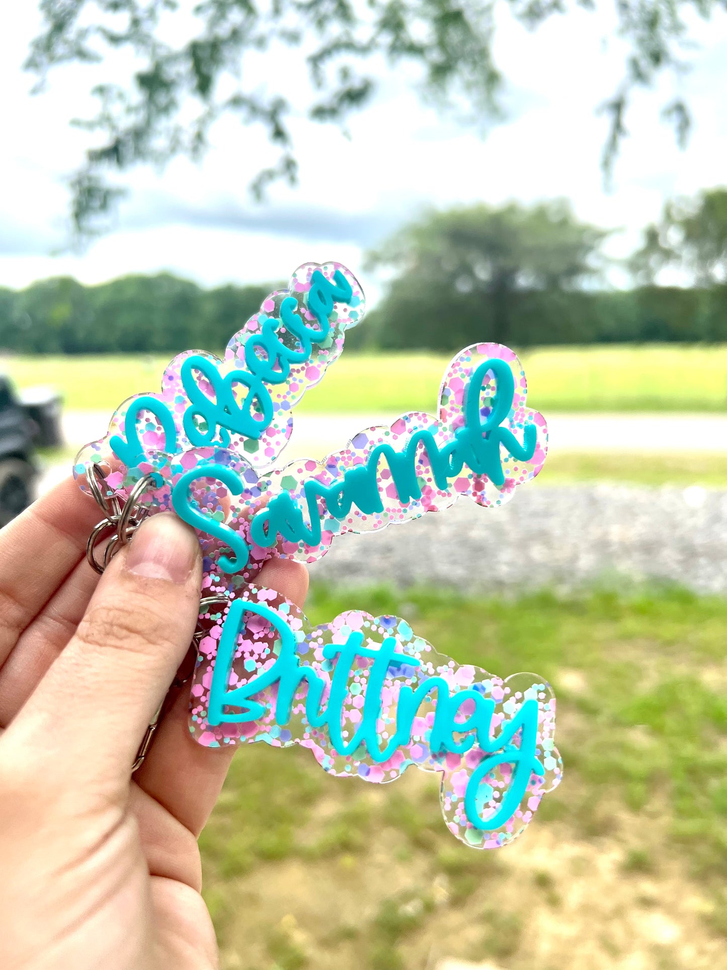 Unicorn glitter name keychains