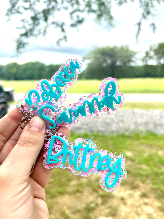 Unicorn glitter name keychains