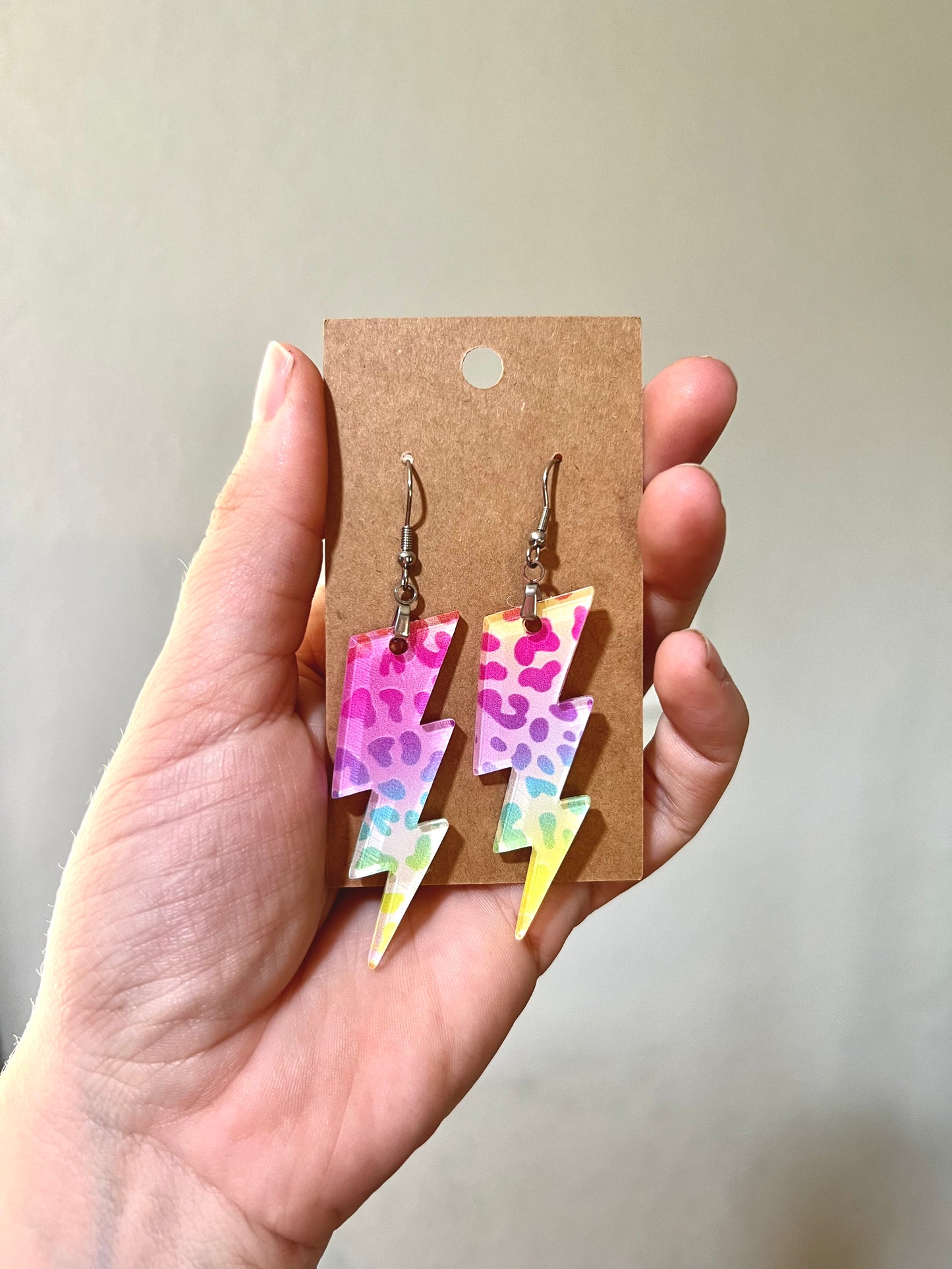 Rainbow lightening bolt earrings