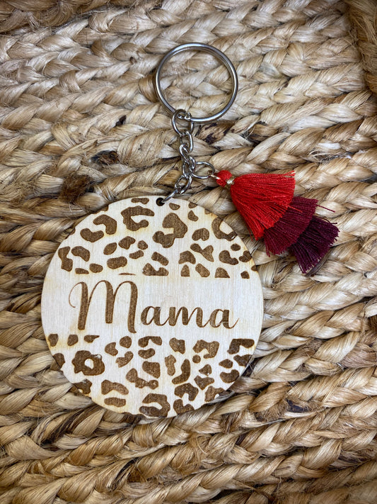 Mama leopard keychain