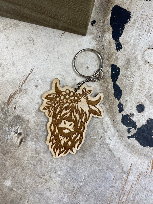 Highland cow keychain