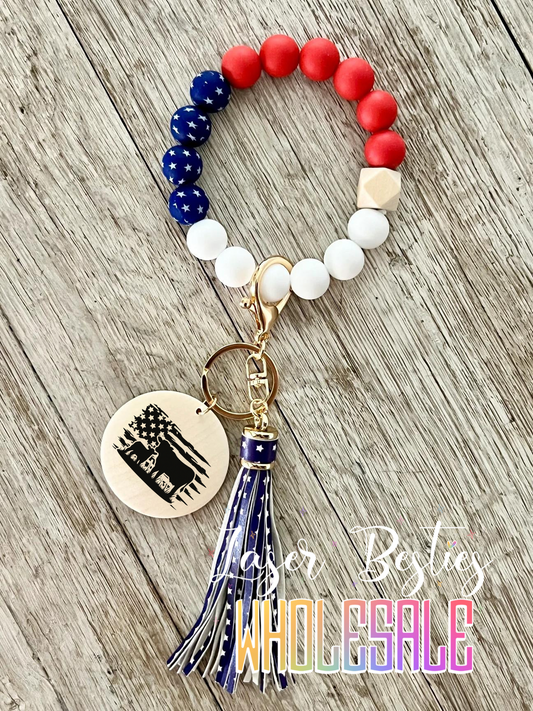 American flag wristlet with cow flag
