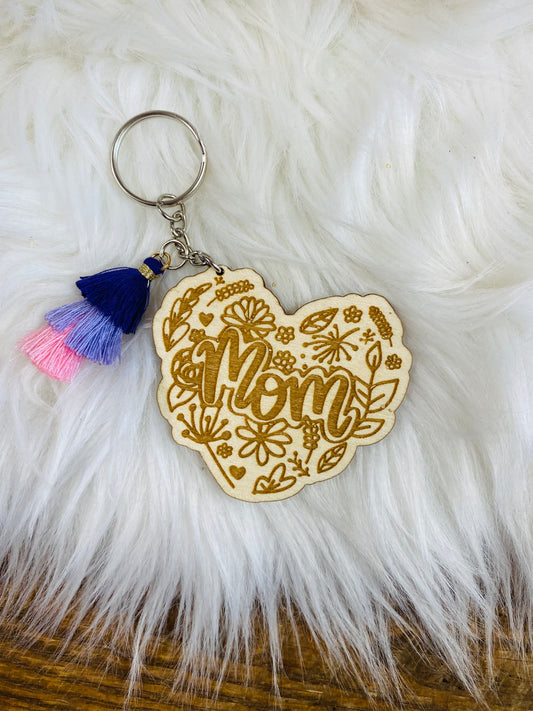 Floral Heart mom keychain