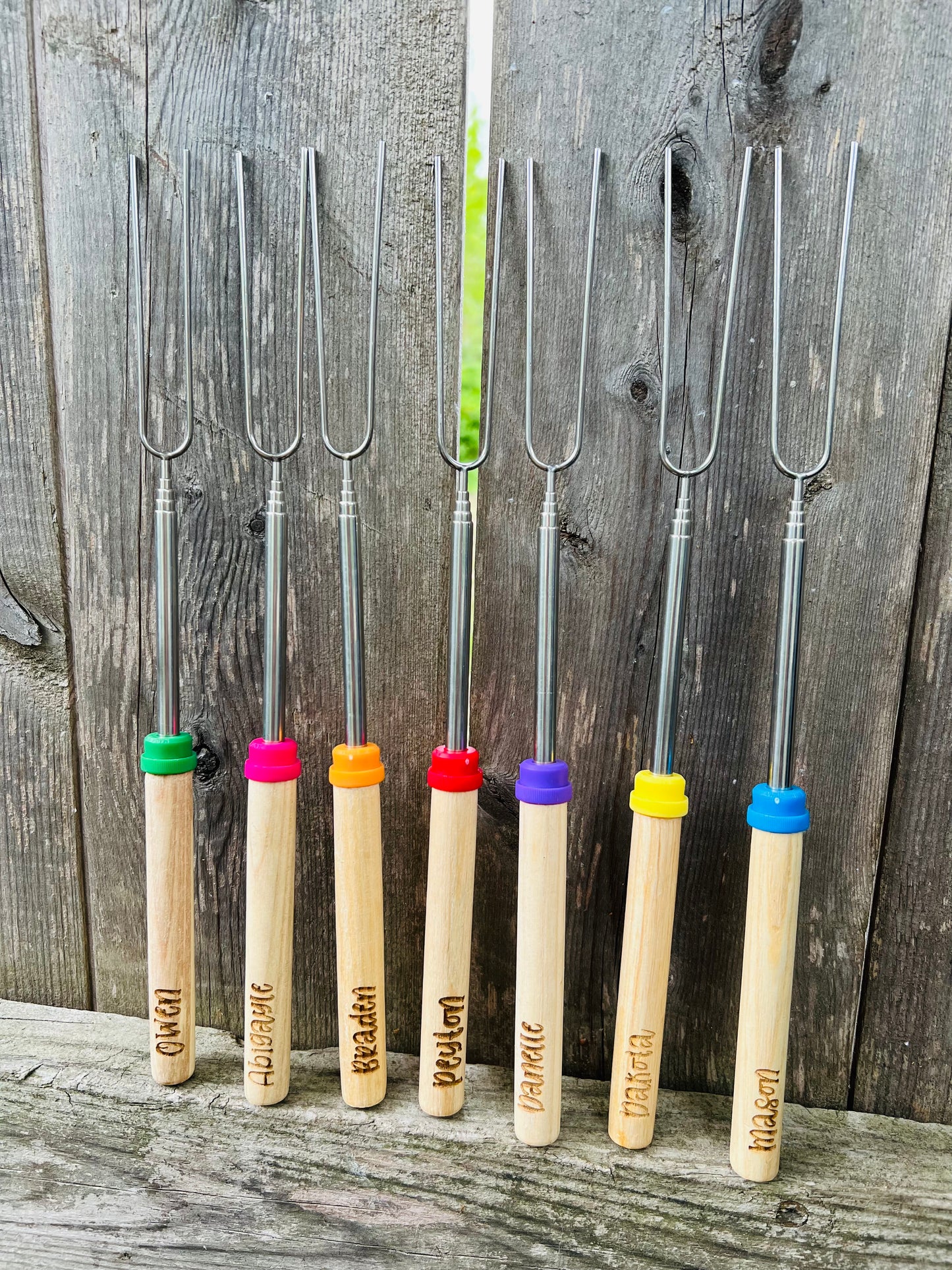 Engraved roasting stick