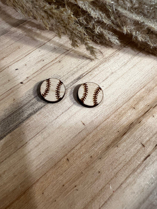 Baseball stud earrings - UNFINISHED
