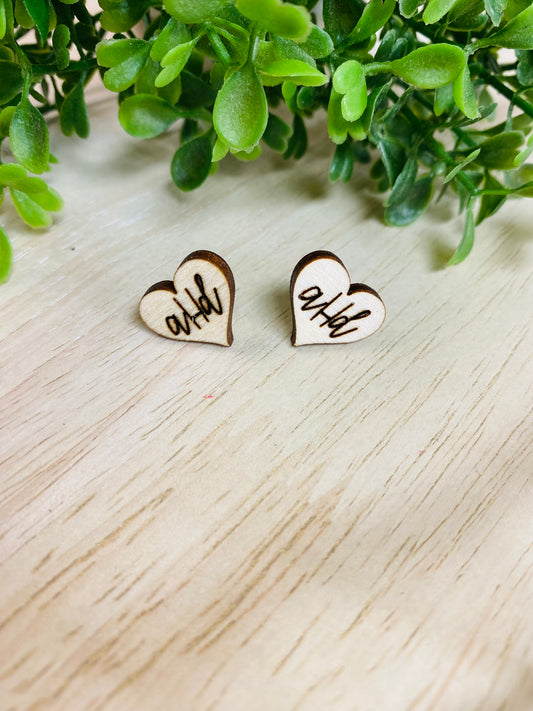 Custom monogram heart stud earrings